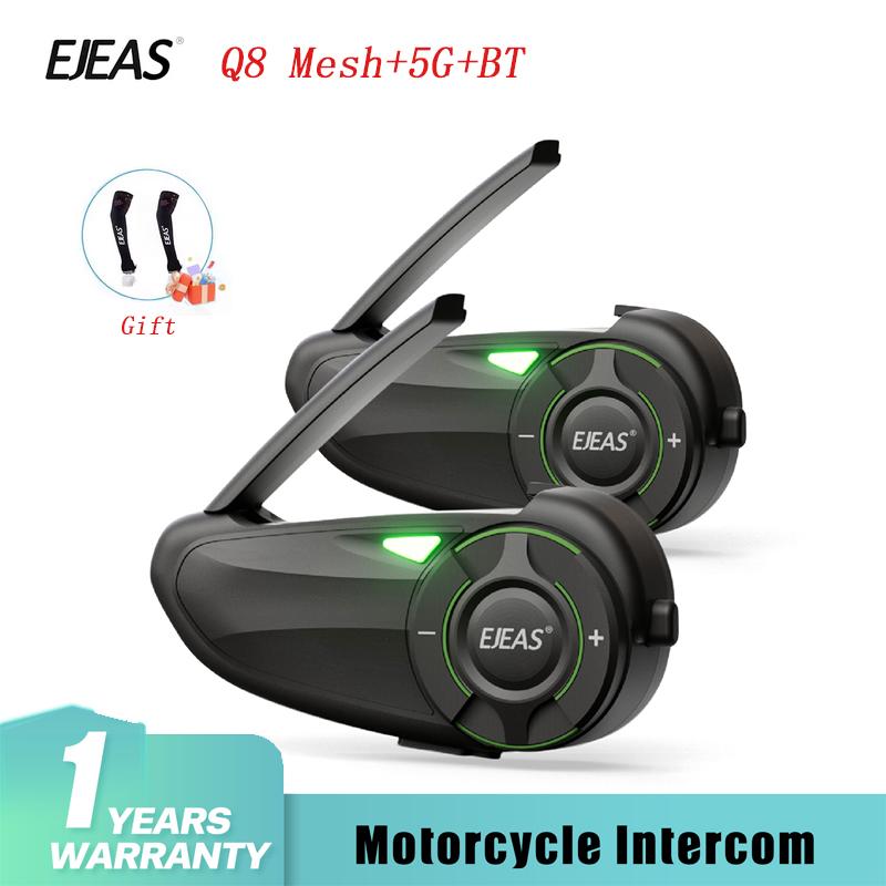 Universal Motorcycle Helmet Intercom Headset - オートバイ用Bluetoothヘッドセット,ヘルメット,6人のモーターサイクリスト用のBluetoothヘッドセット,通話用インターホン,音楽共有,FM,ip67,1個,2個,EJEAS-Q8