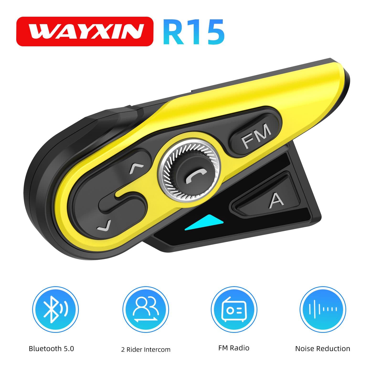 Universal Motorcycle Helmet Intercom Headset - WAYXIN R15 オートバイインターコムヘルメットヘッドセット 2 ライダー FM