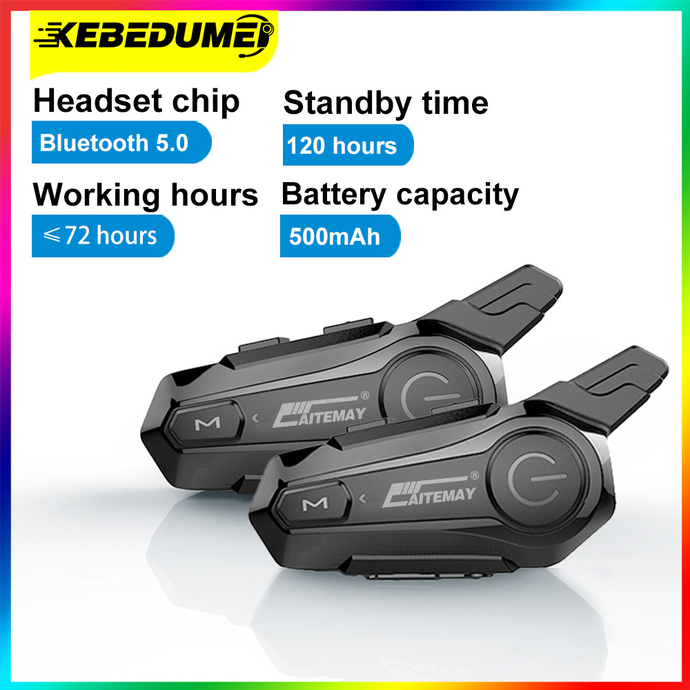Universal Motorcycle Helmet Intercom Headset - Bluetoothインターコムバイクヘルメット用Bluetoothヘッドセット 800mAh 2人用インターコム モトインターホン ワイヤレスヘッドセット