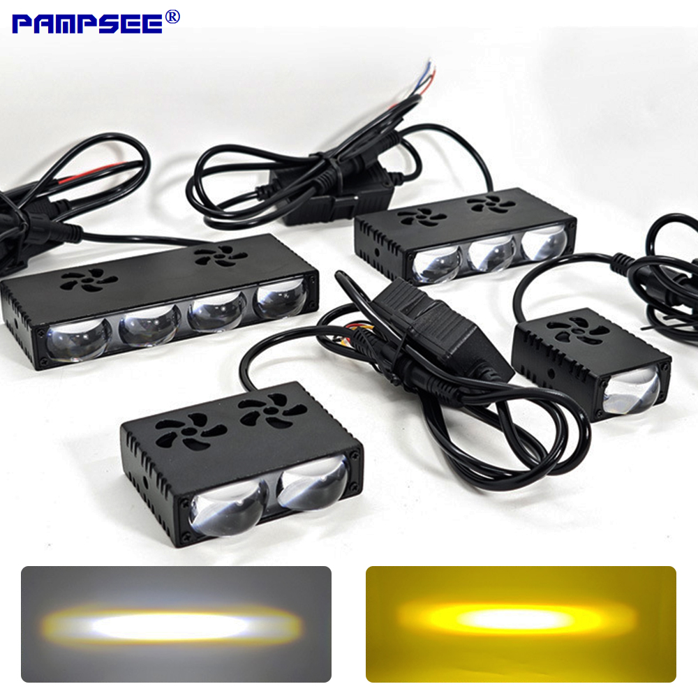 Universal Motorcycle Led Headlight Projector - 車用グリルLEDヘッドライト作業灯バンパーフォグランププロジェクターレンズミニドライビングライト補助灯バイク車用12V