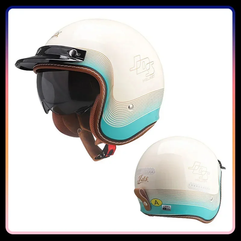 男性女性用オープンフェイスオートバイヘルメット DOT 承認 - Vintage Open Face Retro Helmet のレビューと価格