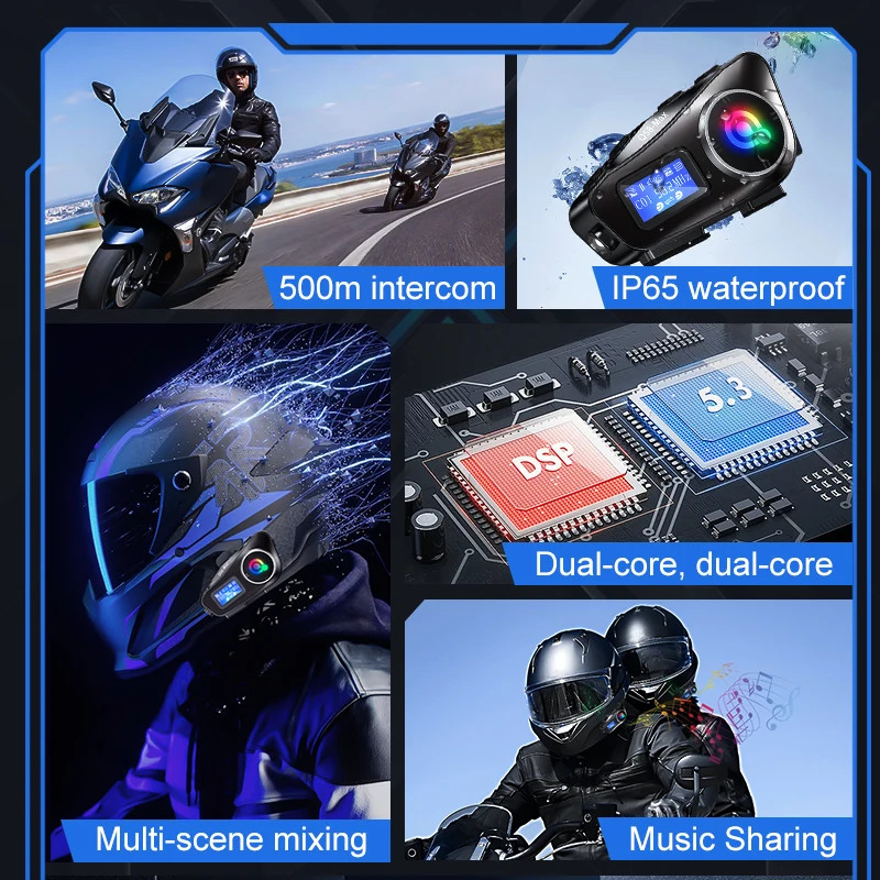 オートバイ用Bluetoothヘッドセット,ヘルメット用ワイ - Universal Motorcycle Helmet Intercom Headset のレビューと価格