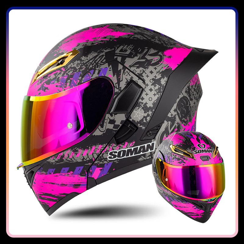 四季通用フリップアップオートバイヘルメットダブルレンズモジュ - Dual Visor Motorcycle Racing Helmet のレビューと価格