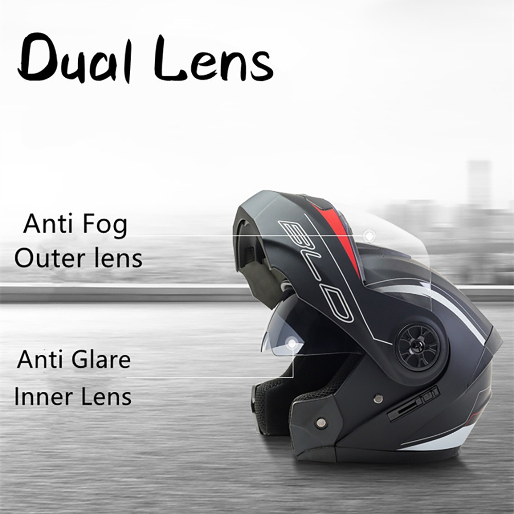 ダブルレンズモジュラーモーターサイクルヘルメット,フラップ付 - Motorcycle Helmet Inner Sun Visor Lens のレビューと価格