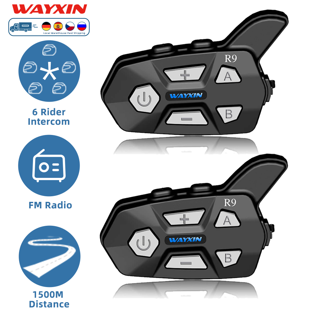 Wayxin-オートバイのヘルメットヘッドセット,防水インタ - Universal Motorcycle Helmet Intercom Headset のレビューと価格