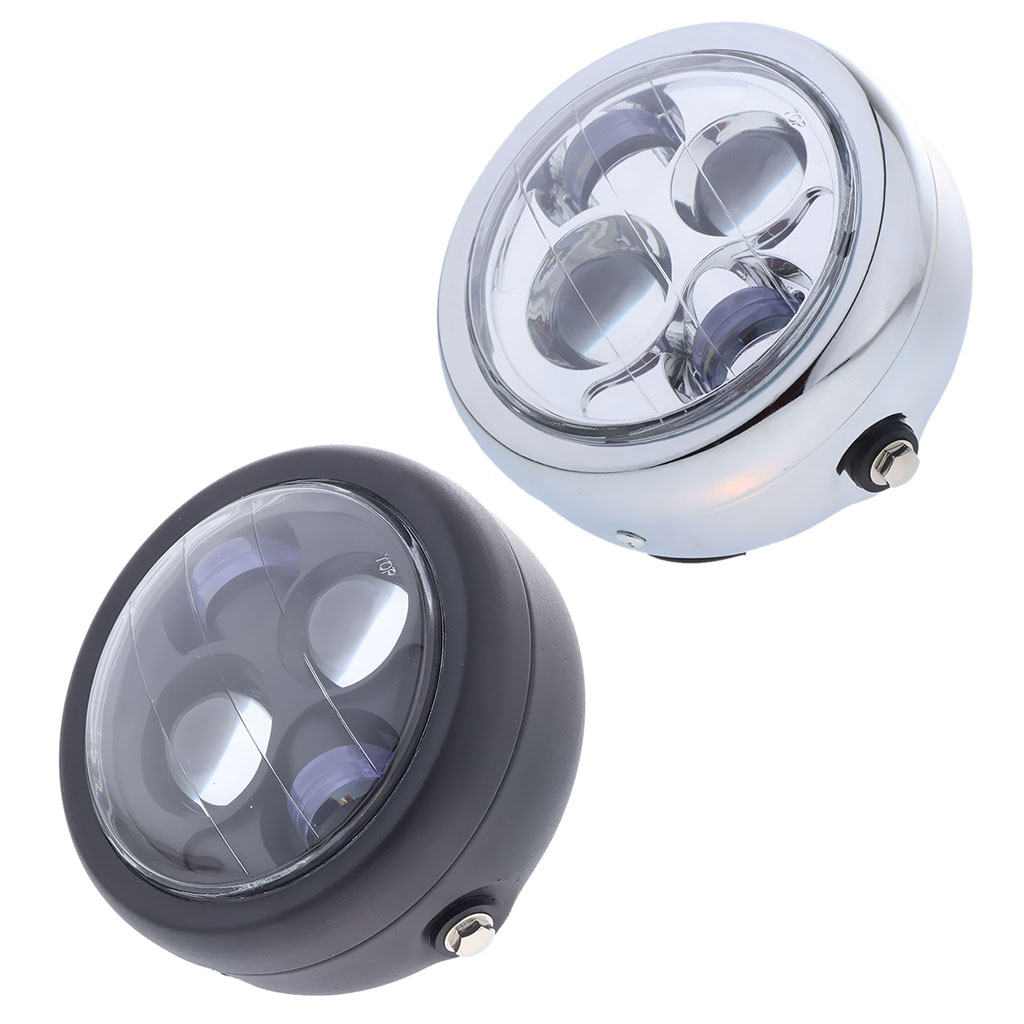 ユニバーサルラウンドオートバイヘッドライト LED アルミダ - Universal Motorcycle Led Headlight Projector のレビューと価格