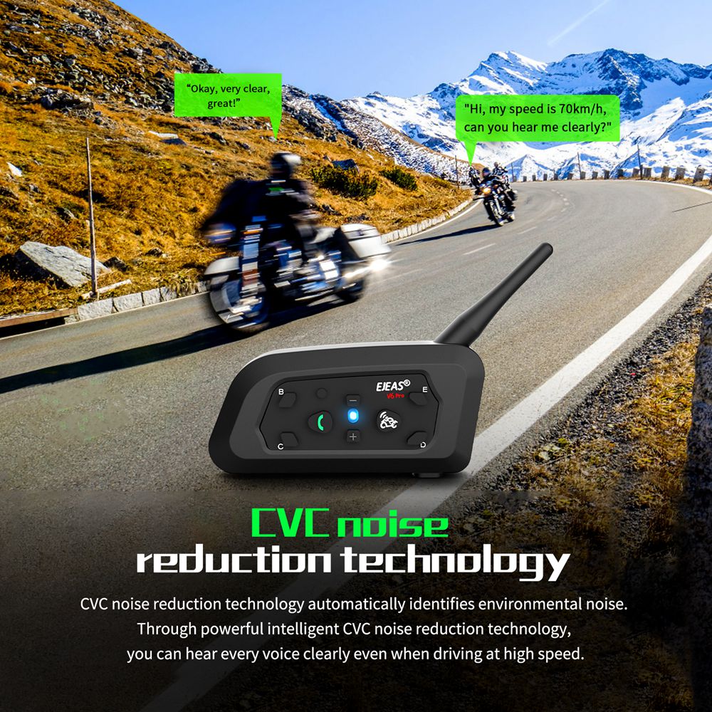 Ejeas v6プロオートバイヘルメットヘッドセットBlue - Universal Motorcycle Helmet Intercom Headset のレビューと価格