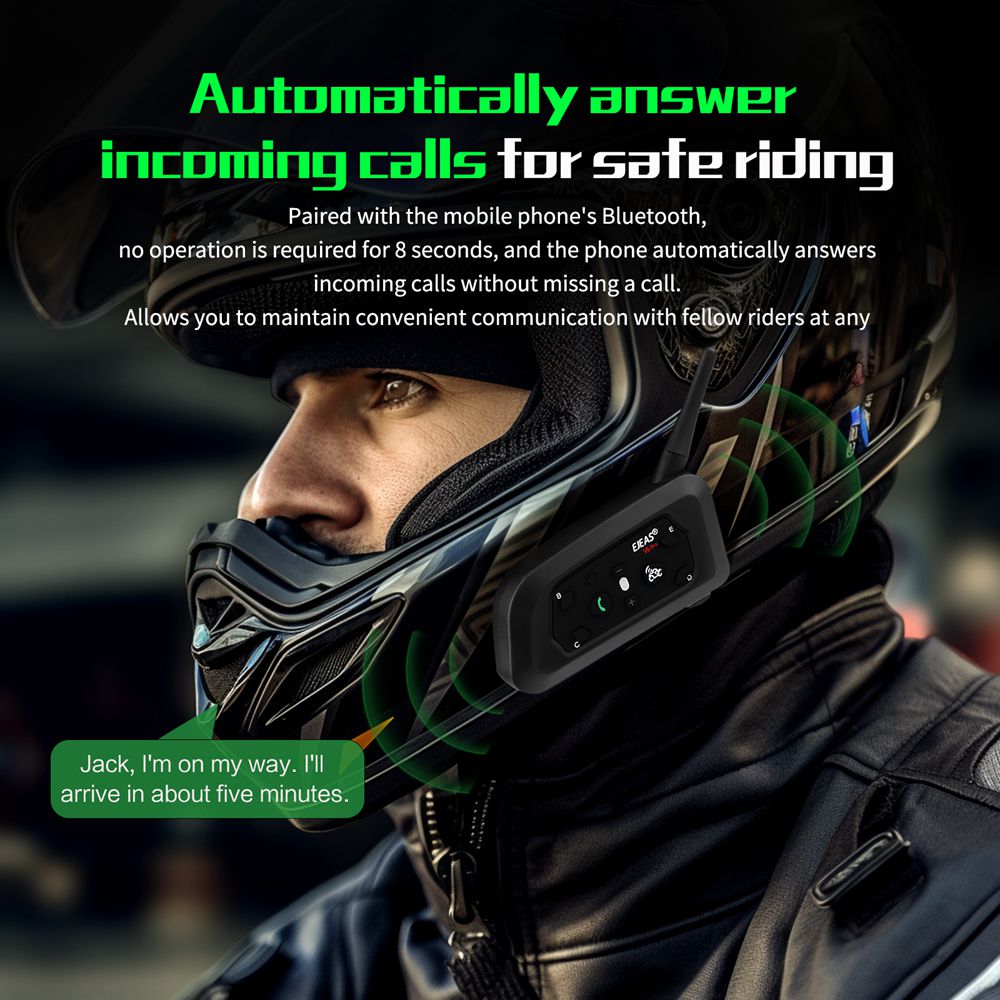 Ejeas-6人のモーターサイクリストのためのオートバイのヘ - Universal Motorcycle Helmet Intercom Headset のレビューと価格